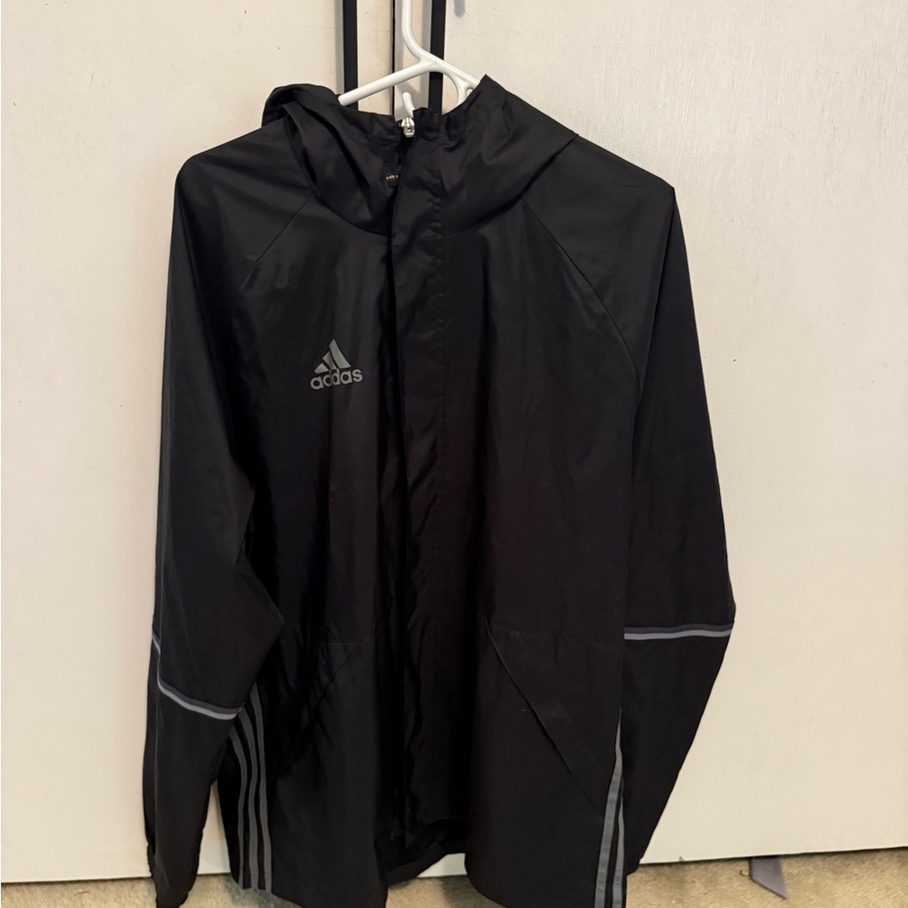 Adidas Black Windbreaker Jacket with Reflective Trim